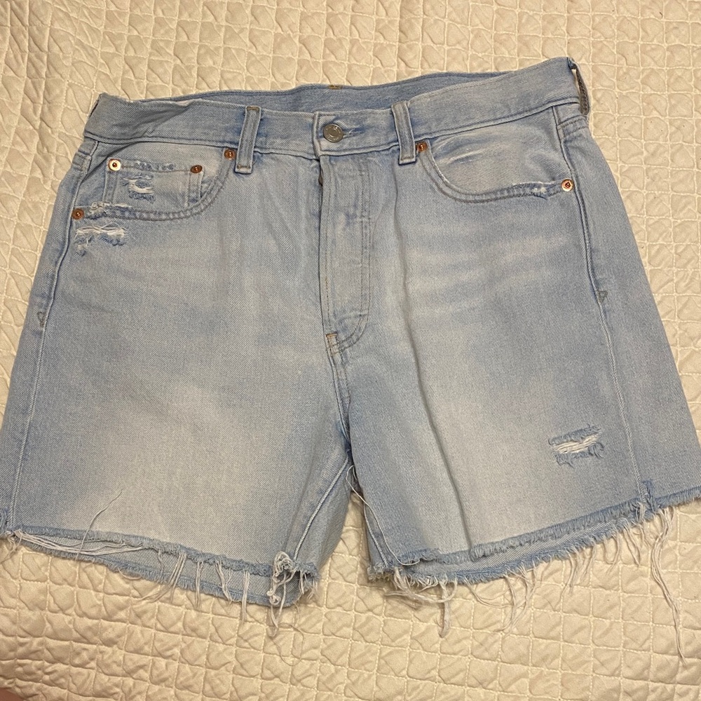 Jorts! Low rise. GAP Light Blue Distressed Jean Shorts